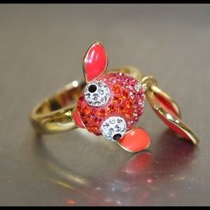 *Swarovski Crystal & Enamel Dangle Fish Ring